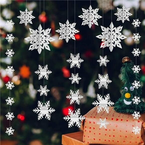 76 Pcs Snowflake Ornament, Winter Christmas Hanging Snowflake Decorations - Picture 1 of 6